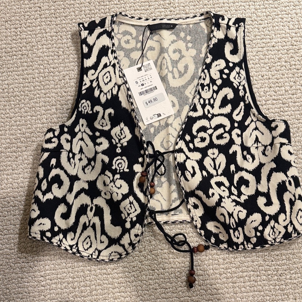 Zara Western Patterned Knit Top